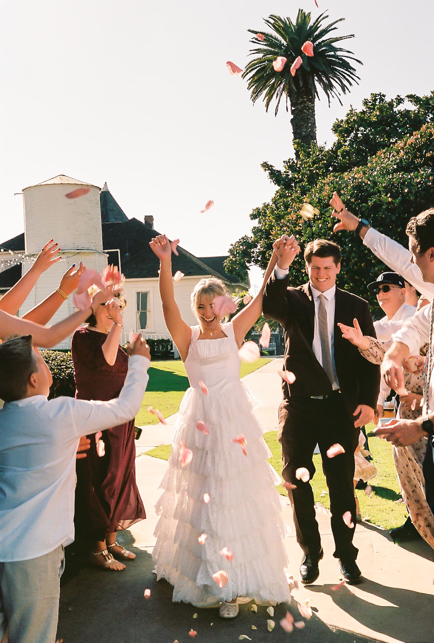 Golden light wedding moment on Super 8 film San Diego